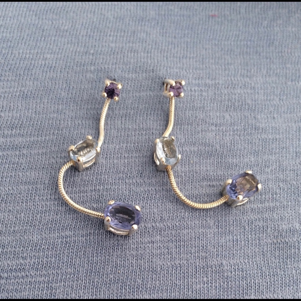 Three-Stone Sterling Earrings - Picture 2 of 8